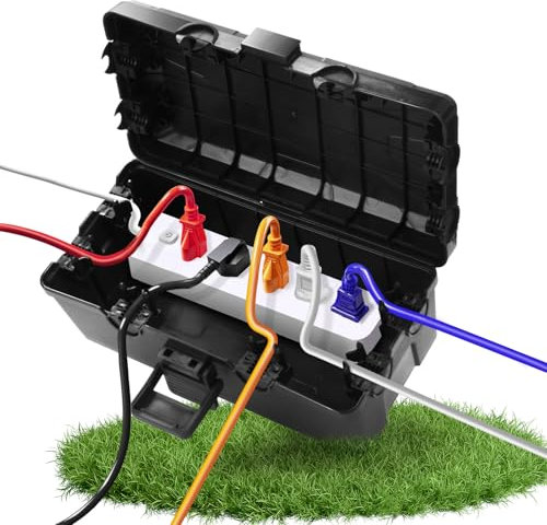 Wasserdichte Kabelbox,Garten kabelbox wasserdicht für den Außenbereich (Outdoor),IP54 Safe Box - Sicherheitsbox,Wetterfeste kabelbox Verlängerungskabel Abdeckungen Schützen Steckdose,Timer,Plug