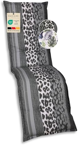 GO-DE Textil Bequeme und attraktive Polsterauflagen für Relaxliegen (Einzelset, Leopard anthrazit, Relaxauflage)