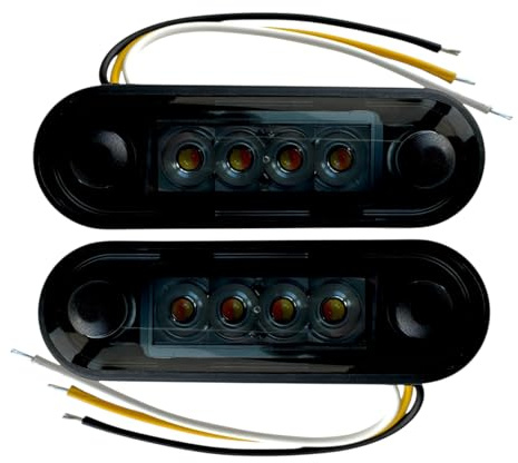MelTruck® 2x LED Begrenzungsleuchte flach und rund Gummiunterlage für LKW PKW Anhänger (Dunkles Weiß-gelb)