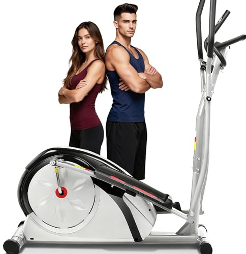ANCHEER Elliptical Exercise Machine,Elliptical Machine Max 500LBS for Safety,8-Level Resistance&Hyper-Quiet Magnetic Driving System,Elliptical Trainer with Pulse Rate Grips&LCD Monitor&15.5IN Stride