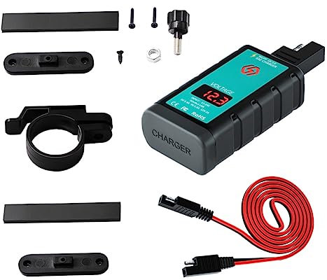 Cabilock Motorrad-USB-ladegerät Mit Taste Und Voltmeter Für Smartphone USB-c-schnellladeanschlüsse SAE-telefonladegerät Motorrad-SAE-ladeadapter Kompatibel Für Kameras Und GPS-geräte