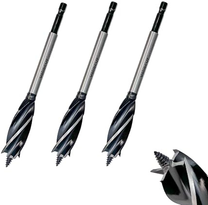 Holzbohrer 20mm x 165mm Schneckenbohrer 3-tlg. Schlangenbohrer Selbst-vorschub mit 6.35mm Sechskantschaft 4-Schneiden Spiralbohrer für Holzarbeiten