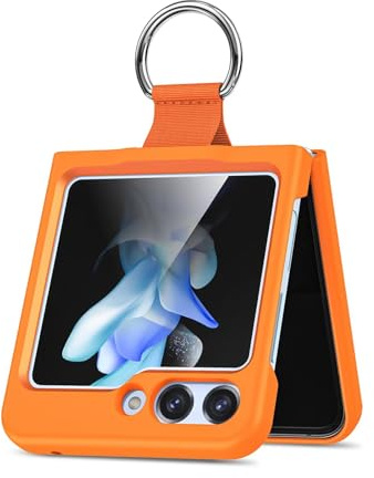 ILING Funda para Samsung Galaxy Z Flip 7 5G (Z Flip7 5G), Anti-Rasguño Carcasa Duro PC TPU Bumper Caso, Ultrafino Mate Protectora de 360 Grado Cover con Anillo (Naranja)