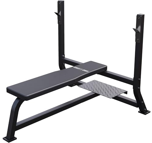 GORILLA SPORTS® Hantelbank - mit Ablage, bis 250 kg, Gummierte Füße - Trainingsbank, Flachbank, Fitnessbank für Zuhause, Bankdrücken Bank