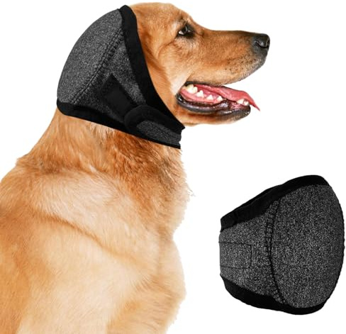 INSPUTOL Protezioni per Orecchie di Cani, Impermeabili e con riduzione del Rumore, copriorecchie Regolabili per toelettatura, Bagno, temporali, fuochi d'artificio, Nuoto (Grigio, L)