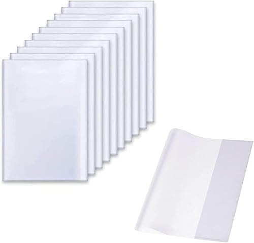 Buchumschlag 16K 10 Stück Transparent, 19.5x 26cm Bucheinschlagfolie Einstellbar Buchschoner, Verdickte Wiederverwendbare und verstellbare Buchumschläge aus Kunststoff für das Home Office der Schule