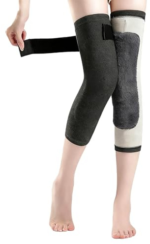 YJZQ Genouillères Chaudes Polaires avec Sangle Réglable Hiver Genouillères Long Fixer à scratch gène Protège Genou pour Hiver Outdoor Moto Vélo Sport