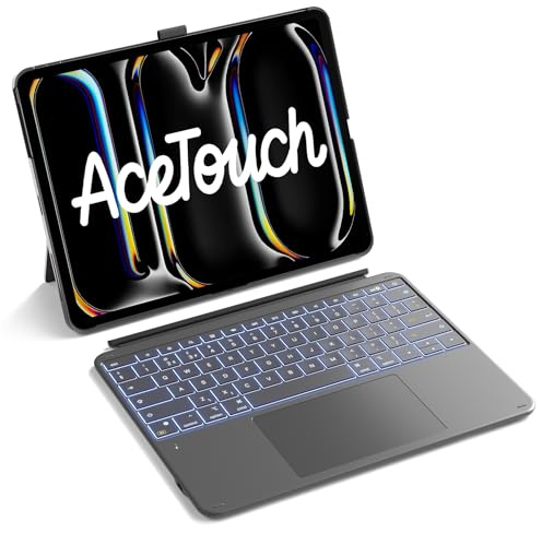 Inateck Keyboard Case for iPad Pro 13 with Large Precision Trackpad | Detachable, Portrait/Landscape, 7 Colour Backlit, Hidden Pencil Holder,Gray