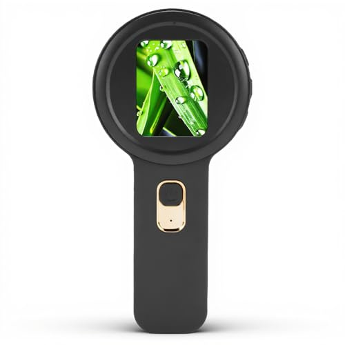 YUEHISY Lente D'Ingrandimento Digitale Portatile, Ingrandimento 200X, Microscopio Portatile con Doppia Luce a LED, per la Visualizzazione di Ispezioni Dettagliate dei Bambini (BLACK)