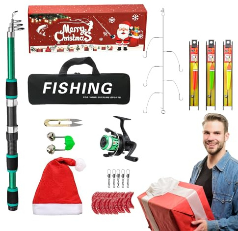 Angelrute mit Kunstködern – Angeln im Meer im Freien, Angelrute für Weihnachtsanfänger | für See, Fluss, Teich, Tank, Angler, Männer, Erwachsene, Vater