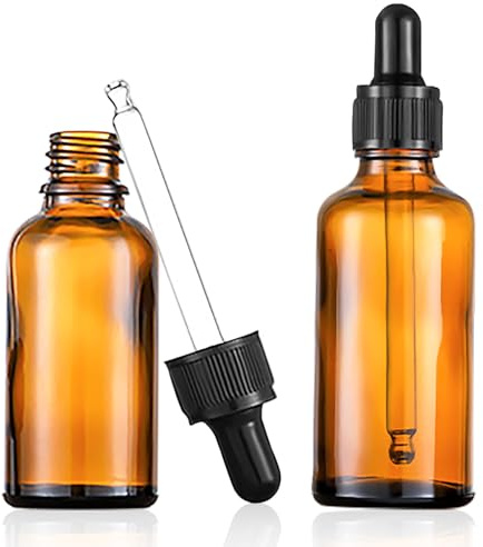 Simsky Braunglas Pipettenflaschen Set, 30ml, 2 Stück Apotheker Tropfflaschen mit Pipette, Nachfüllbare Glasflaschen für Ätherische Öle, Parfümöle, Flüssigfarbstoffe