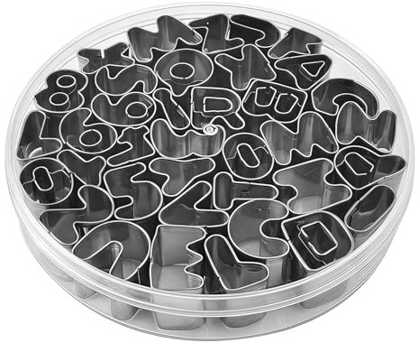 jojnsha Set Timbri per Biscotti con Numeri Alfabeti in Acciaio Antiruggine da 37 Panettieri Domestici E attività Bambini Numero Lettere Formine Biscotti Strumento Cottura