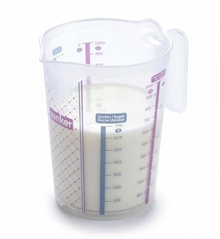 Zenker Sweet Sensation Messbecher 1000ml – Präzises Dosieren mit Vierfach-Skalierung, Hitzebeständigkeit: +100 °C, Spülmaschinengeeignet, Designed in Germany, Bunt | Präzises Dosieren mit Vierfach-Skalierung, Hitzebeständigkeit: +100 °C, Spülmaschinengeeignet, Designed in Germany