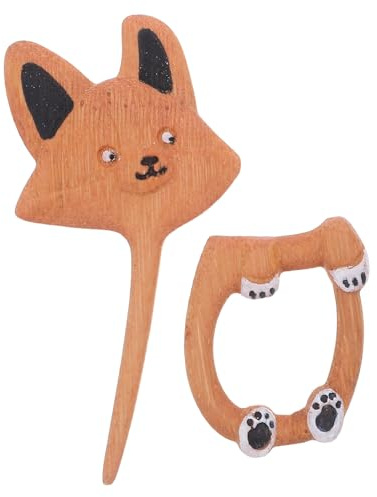 Hohopeti Broche Bois Forme de Chien Sculptée Main Épingle Revers pour Femme Fille Boucle Châle Mignon pour Foulard Tenues Décontractées