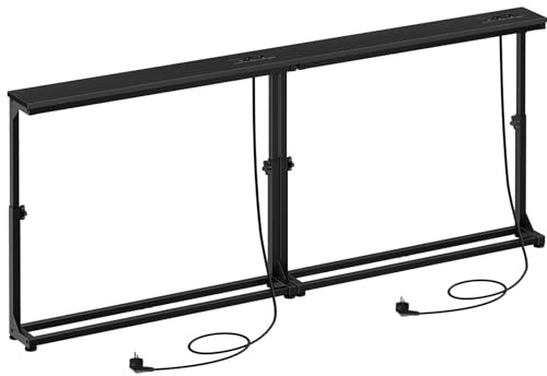 HOOBRO Set di 2 Tavolo Console Stretto da 15 cm con Stazione di Ricarica e Porte USB, Altezza Regolabile 63,5-83,5 cm, Tavolino per Ingresso, Consolle da Ingresso per Retro Divano, Nero EBB95CXGP201