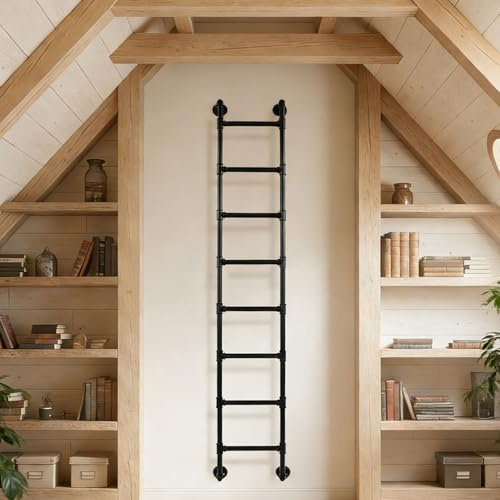 Échelle murale pour grenier - Échelle de sortie d'urgence pour appartements, dortoirs, terrasses et camping-cars, gain de place, escaliers pour sous-sol et fenêtres - 134 cm