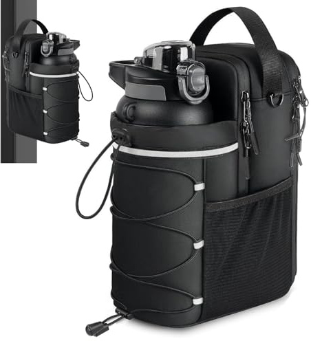 Calenxy Magnetic Gym Bag, Magnetische Wasserflaschentasche 1,5L mit Flaschenhalter, multifunktionale Sporttasche mit Fächern & verstellbarem Riemen, Unisex Gürteltasche für Fitness Outdoor