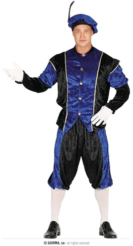 GUIRMA | Blauer Page Kostüm für Herren - Hemd, Hut und Hose - Ideal für Silvesterpartys und Feiern - Historische Kostüme und Charaktere