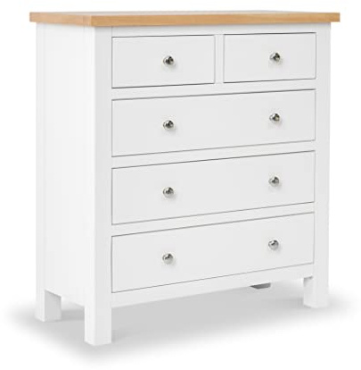 RoselandFurniture Farro White 2 Over 3 Chest of Drawers for Bedroom