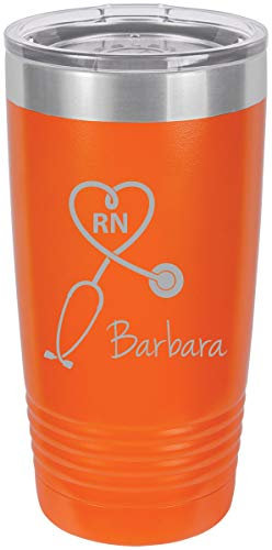 Stéthoscope Infirmière agréée Personnalisable Ajouter votre texte personnalisé Gobelet isotherme 50,8 ml Orange