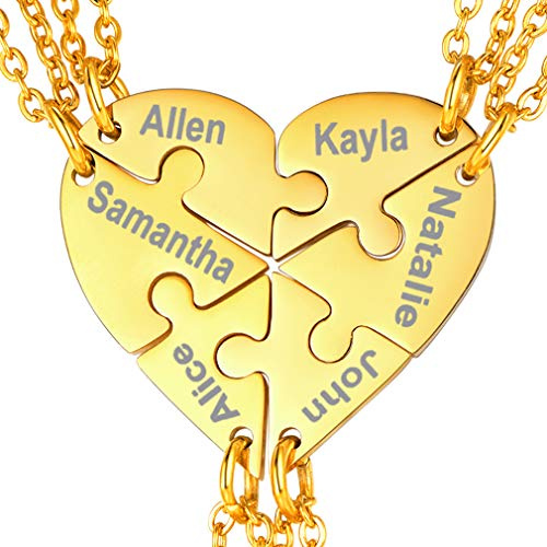 FaithHeart personalisierte Puzzle Anhänger DIY Namenskette aus Edelstahl BFF Freundschaftskette Familienkette mit Gravur Puzzle Kette für 2/3/4/5/6/7/8