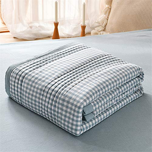 Surwin Trapuntino Copriletto Estivo Singolo Matrimoniale, Copriletto Trapuntato in Morbida Microfibra, Stampa Plaid Reversibile Leggera Trapunta Trapuntato Coperta (Blu,100x150cm)