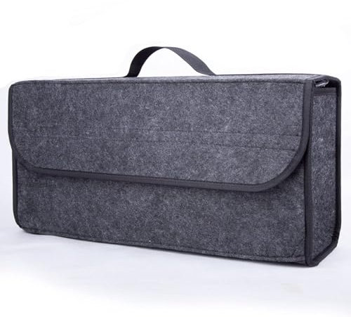 WYYUE Auto Kofferraum Organizer Kofferraumtasche | Faltbare Auto Tasche mit Deckel | rutschfest mit Klett Kofferraumtasche | wasserdichte Autotasche für Unterwegs,Schwarz (groß)