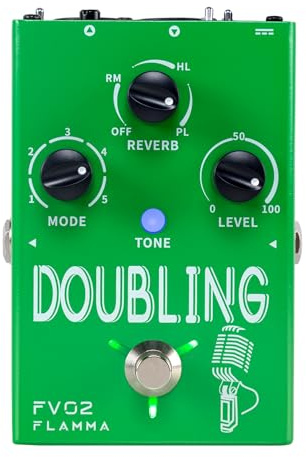FLAMMA FV02 Processeur vocal Pédale d'effets de doublage Voix Dupliquer les effets vocaux Stompbox Amplificateur de micro avec effets de chorus de réverbération Prend en charge plusieurs modes vocaux