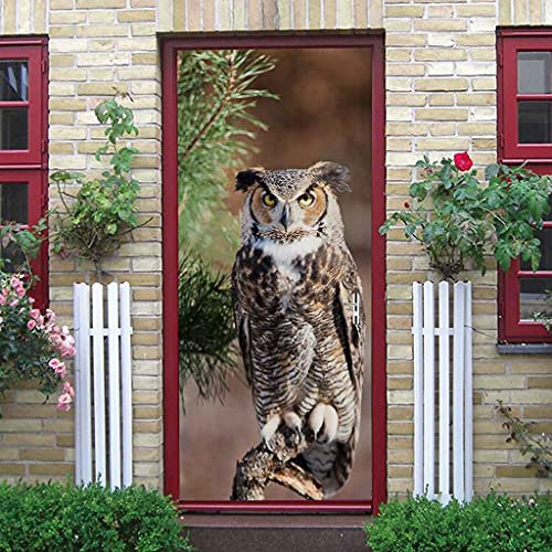 CBWRAW 3D Türaufkleber Tierischer Katzenkopf Abnehmbare PVC Selbstklebende wasserdichte Wandbild Art Decals Poster Tapete Für Wohnzimmer Küche Schlafzimmer Kinderzimmer Dekoration 90x200cm