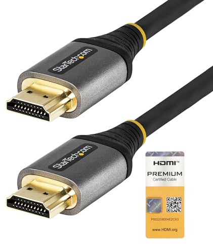 StarTech Câble HDMI 2.0 Premium Certifié 5m, 4K 60Hz, HDR10, Arc, M/M | Haut débit avec Ethernet, Cordon vidéo UHD, Pour moniteur, écran, téléviseur, 18 Gbps