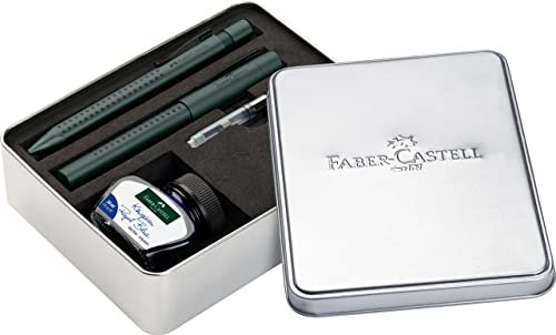 Faber-Castell 201532 - Geschenkset Grip Edition, mistletoe, mit Füller M, Kugelschreiber XB, Tintenglas 30 ml und Steckkonverter