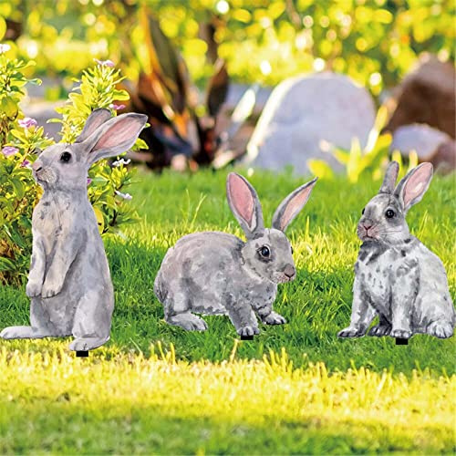 Osterhase Osterdeko Hase Gartenstecker Gartendeko Dekofiguren zur Osterdekoration Vintage Gartendeko Deko Frühling Osterhase Dekoration zu Ostern für Haus und Garten Frühling & Sommer (C, One Size)