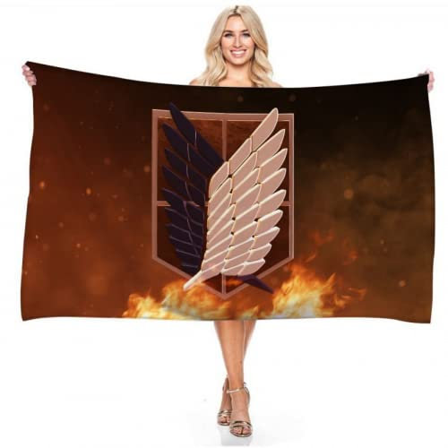 IMFLY AttackTitan Anime Strandtuch,Badetuch 70cm X 140cm,Strandlaken Handtuch Badelaken Saunatuch,Handtücher Für Kinder (1,90x180cm)