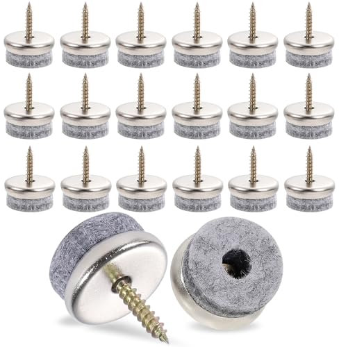 40 tornillos deslizantes de fieltro, 22 mm, deslizadores de fieltro, para uñas, muebles, con caja de plástico, para muebles, sillas, laminados, parqué, azulejos (gris)