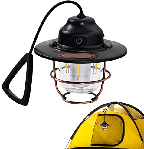 Vintage Lights camping LED 2000 mAh rétro pour suspendre le camping, lanterne étanche IPX4, lampe chargement USB pour camping, randonnée, pêche, maison Rianpesn