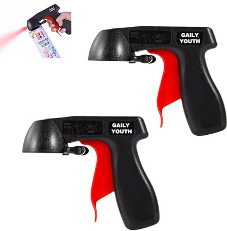 GAILY YOUTH Confezione da 2 bombolette spray spray con grilletto a presa completa, impugnatura universale per vernice spray, lubrificanti (nero rosso), PQSB-2301