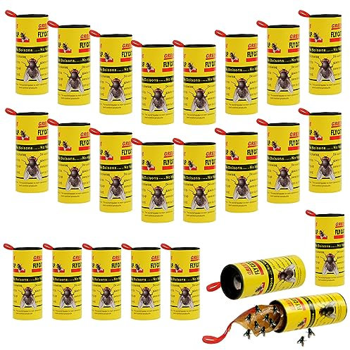Flintronic Fliegenfänger, 24 Stück Fliegenfänger-Rollen, Premium Ungiftiger Fliegenvernichter Gegen Fruchtfliegen Fliegen Mücken und Motten, Fliegenfalle Klebestreifen für Innen und Außen