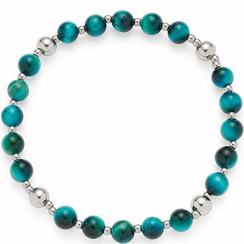 Leonardo Jewels Morina Clip&Mix Damen Armband aus Edelstahl mit Tigerauge-Perlen zum Anhängen von Charms, Länge 18 cm, Schmuck Geschenk 023244