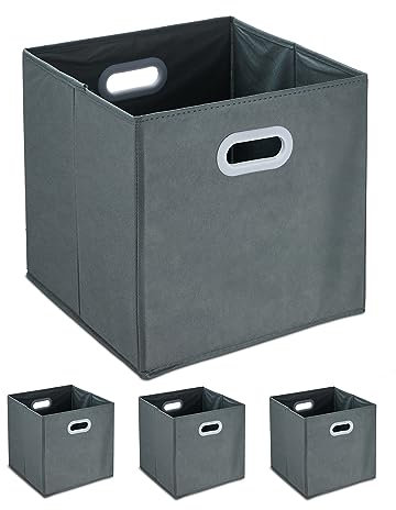 Relaxdays Aufbewahrungsbox, 4er Set, Faltbare Regalboxen, Grifflöcher, HxBxT: 32 x 33 x 33 cm, Faltboxen, Vlies, grau