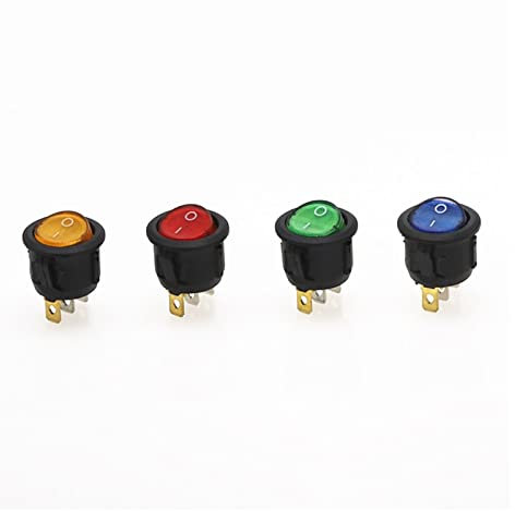 Interrupteur à bascule rond marche/arrêt lumière LED tableau de bord de voiture illuminé tableau de bord Van 12V 220V interrupteur à cercle complet Interrupteur électrique (Color : Rot, Size : 220V