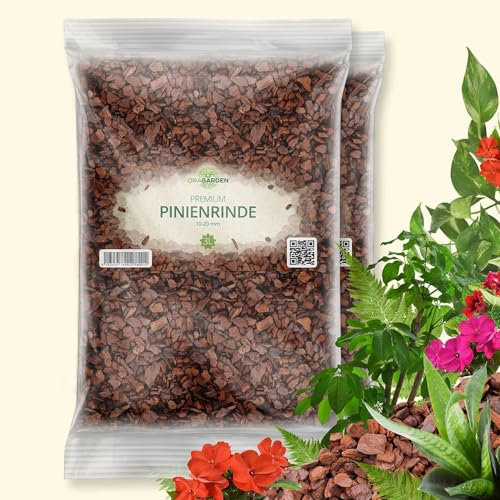 ORAGARDEN Pinienrinde Pinienmulch Rindenmulch Dekorinde Terrarienerde 10-20 mm (6L)