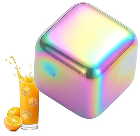 Anulely Cubetti di ghiaccio in metallo – Cubo di ghiaccio senza odore durevole | Pietre di raffreddamento in acciaio inox per uomini, papà, marito, pietre per whisky, refrigeratore di vino, cubo