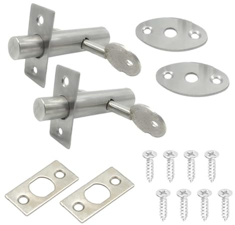 Gruvox 2-Pack Door Bolt with Key for Internal Doors and Windows - Durable Waterproof Mortice Lock