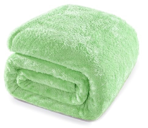 Whale Flotilla Light Green King Size Blanket for Bed, 300GSM Soft Warm Fleece Fabric, Decorative Lightweight Plush Fluffy Blankets for All Season, 90x104 Inch