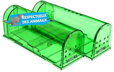YARANY Piège à Souris Vivante - Attrape Souris Humain et Réutilisables avec Trou d'air sans Mécanisme - Installation Facile Maison, Garage, Grenier Jardin - Vert - 2 Pièces