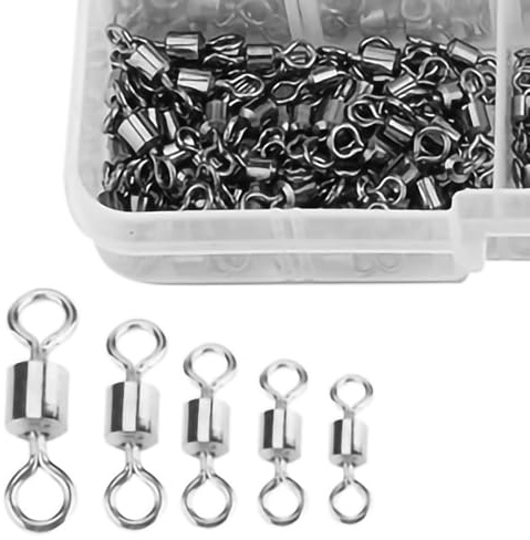 Cocoarm 210 Stück Angelwirbel, Edelstahl Angeln Rollen Wirbel, Kugellager, 5 Größen 2#/4#/6#/7#/8#, Lure Stecker