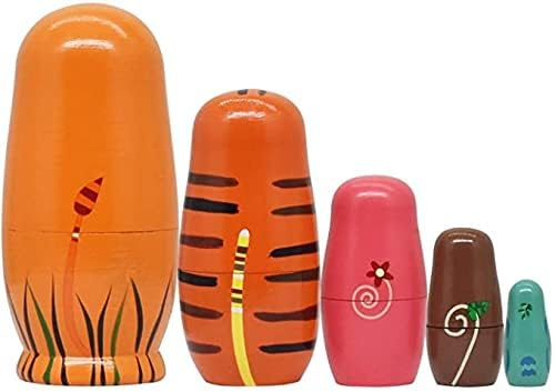 HYCLES 5 Lagen russische Nistpuppen - Holzspielzeug für Kinder ab 3 Jahren - Geschenke für Jungen und Mädchen（Löwe）