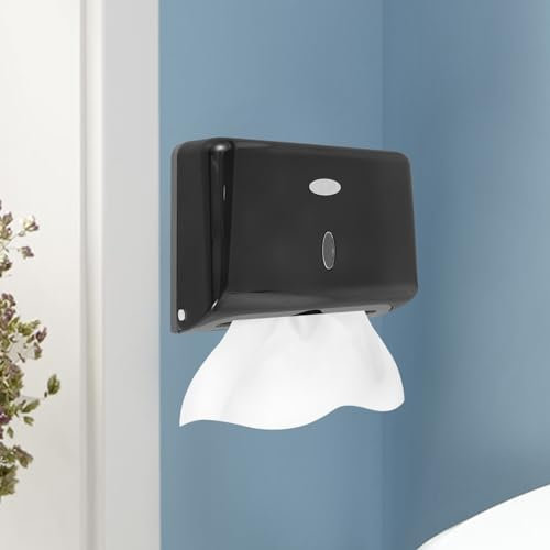 Papierhandtuchspender Wandmontiert, 27*20.5*10.4cm Papierhandtuchspender Wandmontage, Bohren/ohne Bohren, Tischspender, Tisch-Papierhandtuchspender, Handtuchspender für das Badezimmer(schwarz)