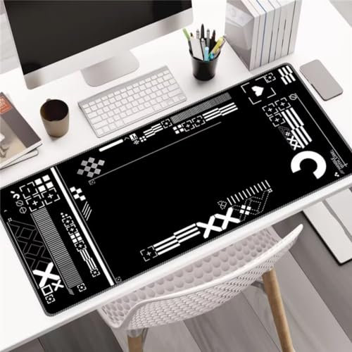 Gaming Mauspad, Mousepad Große Schwarz Weiß Geometrisch Mauspad XXL 1200x600x3mm Großes Schreibtischunterlage rutschfeste für PC, Laptop Verbessert Präzision und Geschwindigkei