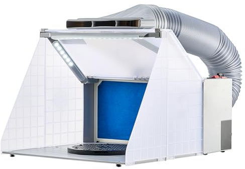 VEVOR Airbrush Spritzkabine, Airbrush-Farbspritzkabinen-Set 4 m³/min, mit LED-Leuchten, Abluftventilator und Abluft-Verlängerungsschlauch, zum Bemalen von Modellen, Kunst, Handwerk, Modellkuchen